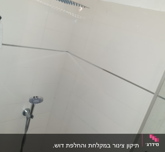 מקלחת עם ראש מקלחת ומוט מתכת